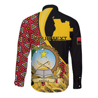 Personalized Angola Long Sleeve Button Shirt Coat Of Arms Welwitschia Mirabilis