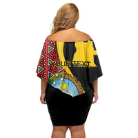 Personalized Angola Off Shoulder Short Dress Coat Of Arms Welwitschia Mirabilis