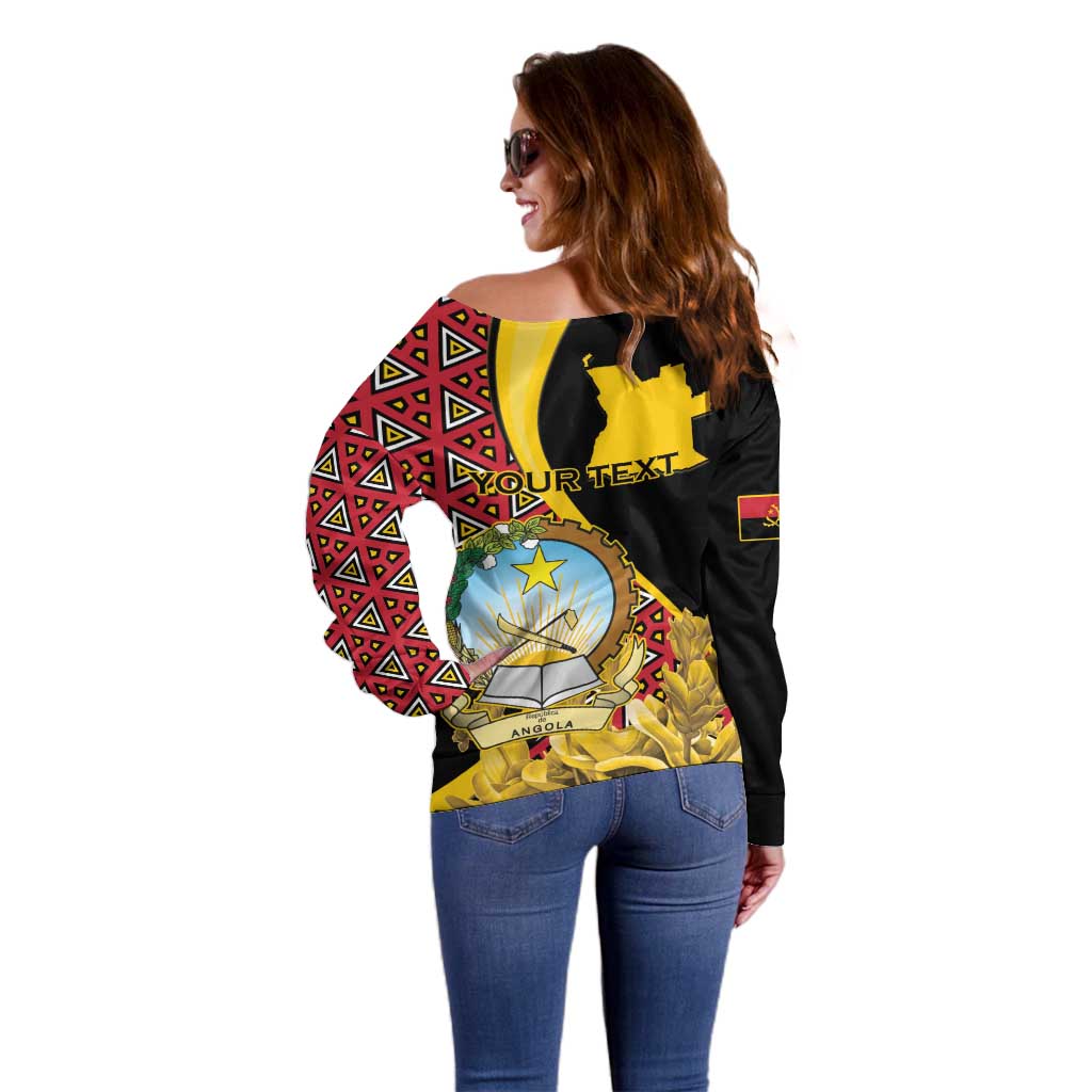 Personalized Angola Off Shoulder Sweater Coat Of Arms Welwitschia Mirabilis