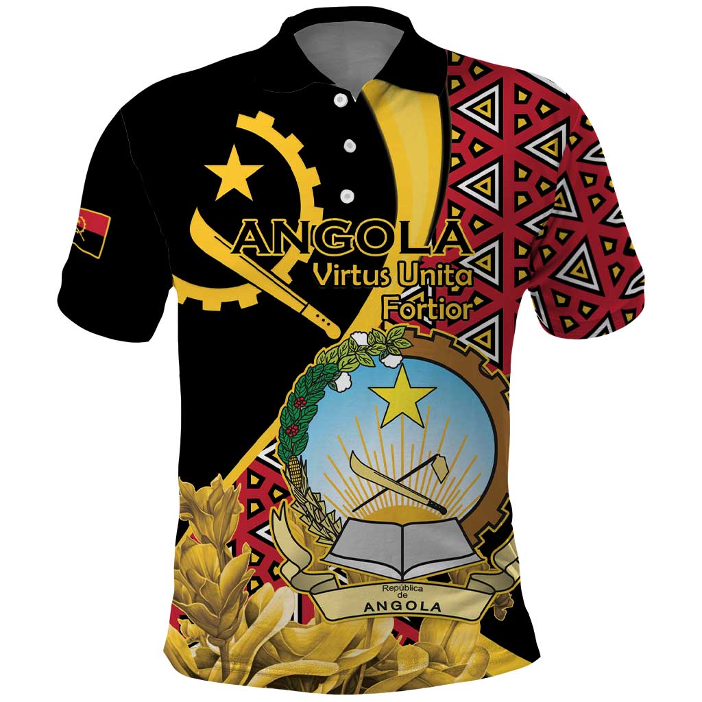 Personalized Angola Polo Shirt Coat Of Arms Welwitschia Mirabilis