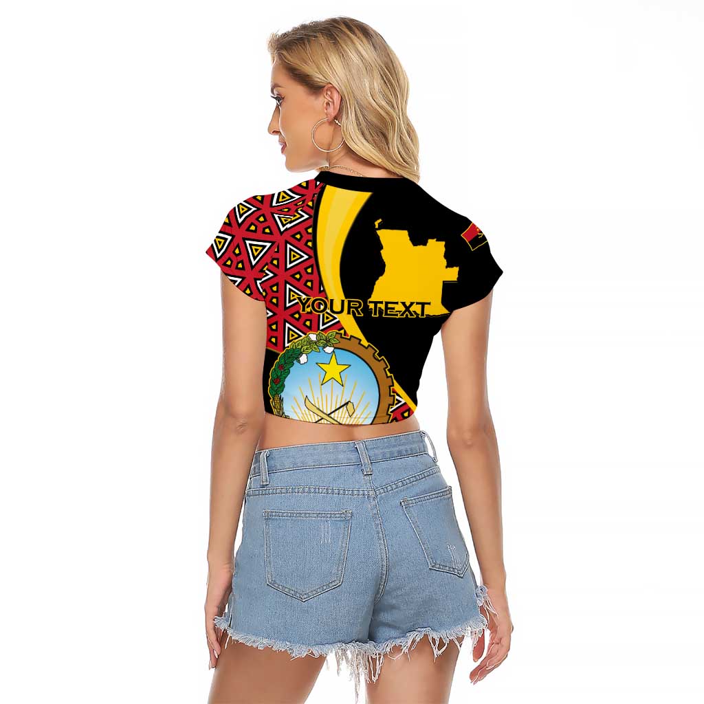 Personalized Angola Raglan Cropped T Shirt Coat Of Arms Welwitschia Mirabilis