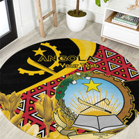 Personalized Angola Round Carpet Coat Of Arms Welwitschia Mirabilis