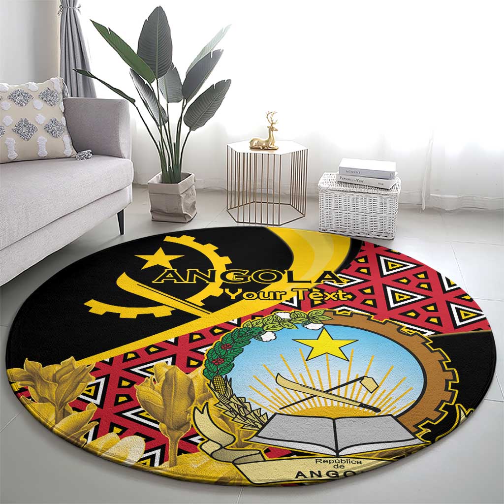 Personalized Angola Round Carpet Coat Of Arms Welwitschia Mirabilis