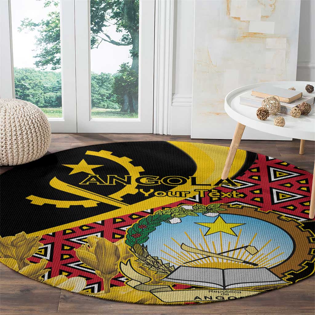 Personalized Angola Round Carpet Coat Of Arms Welwitschia Mirabilis