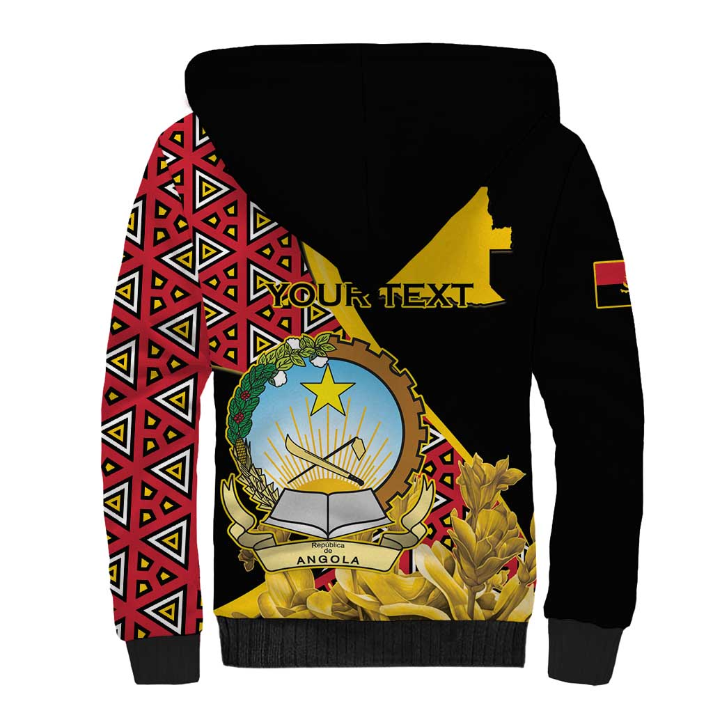 Personalized Angola Sherpa Hoodie Coat Of Arms Welwitschia Mirabilis