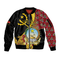 Personalized Angola Sleeve Zip Bomber Jacket Coat Of Arms Welwitschia Mirabilis