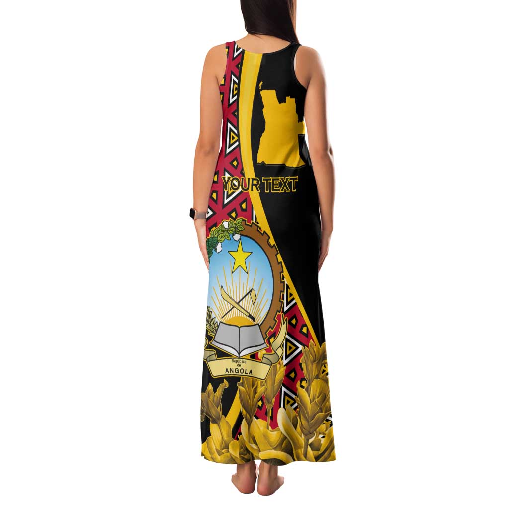 Personalized Angola Tank Maxi Dress Coat Of Arms Welwitschia Mirabilis