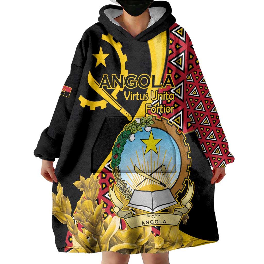 Personalized Angola Wearable Blanket Hoodie Coat Of Arms Welwitschia Mirabilis