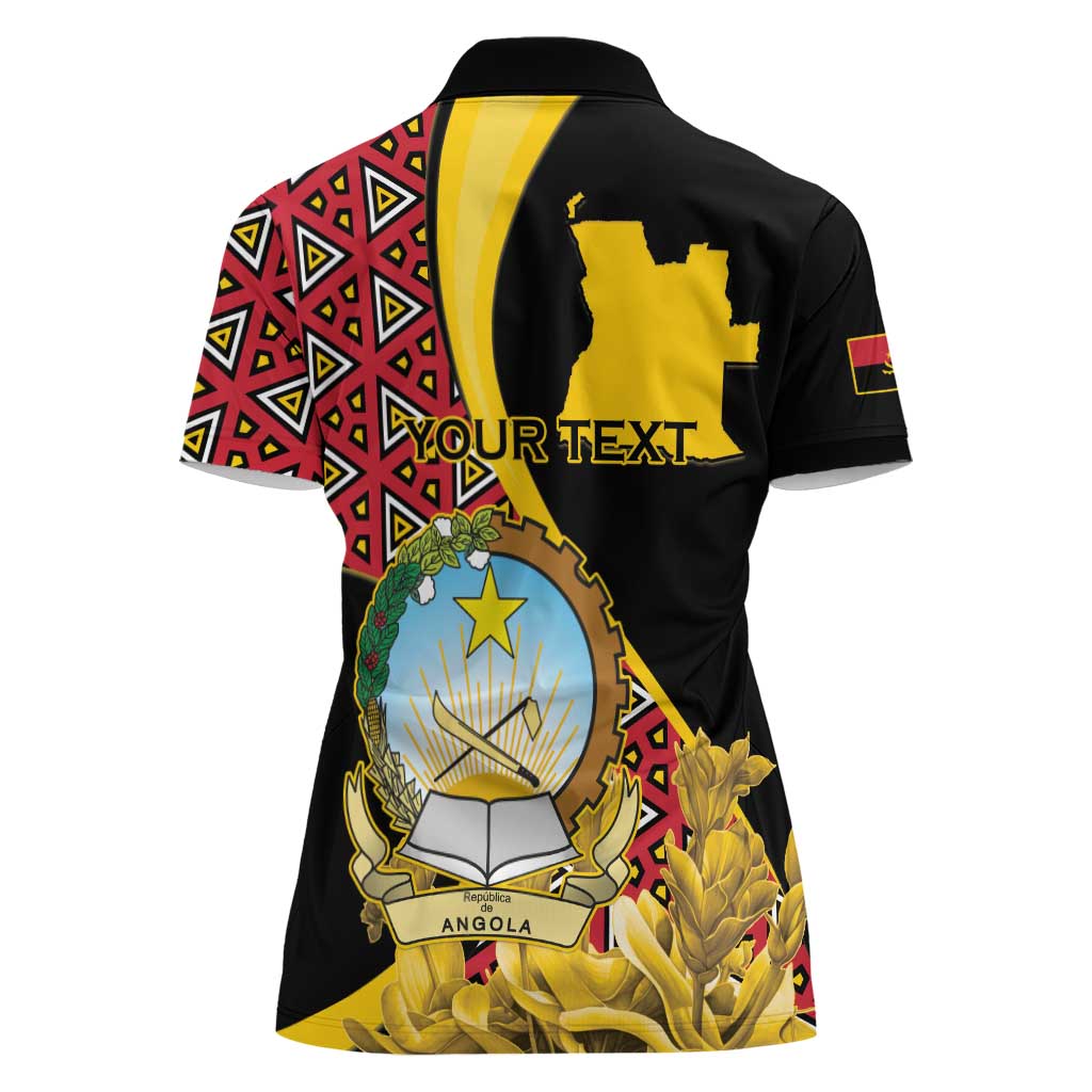 Personalized Angola Women Polo Shirt Coat Of Arms Welwitschia Mirabilis