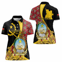 Personalized Angola Women Polo Shirt Coat Of Arms Welwitschia Mirabilis