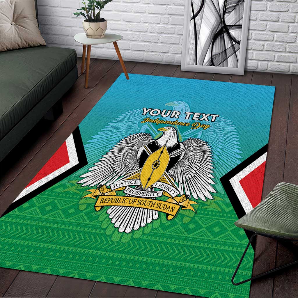 Personalised South Sudan Independence Day Area Rug Coat Of Arms With Flag Map - Wonder Print Shop
