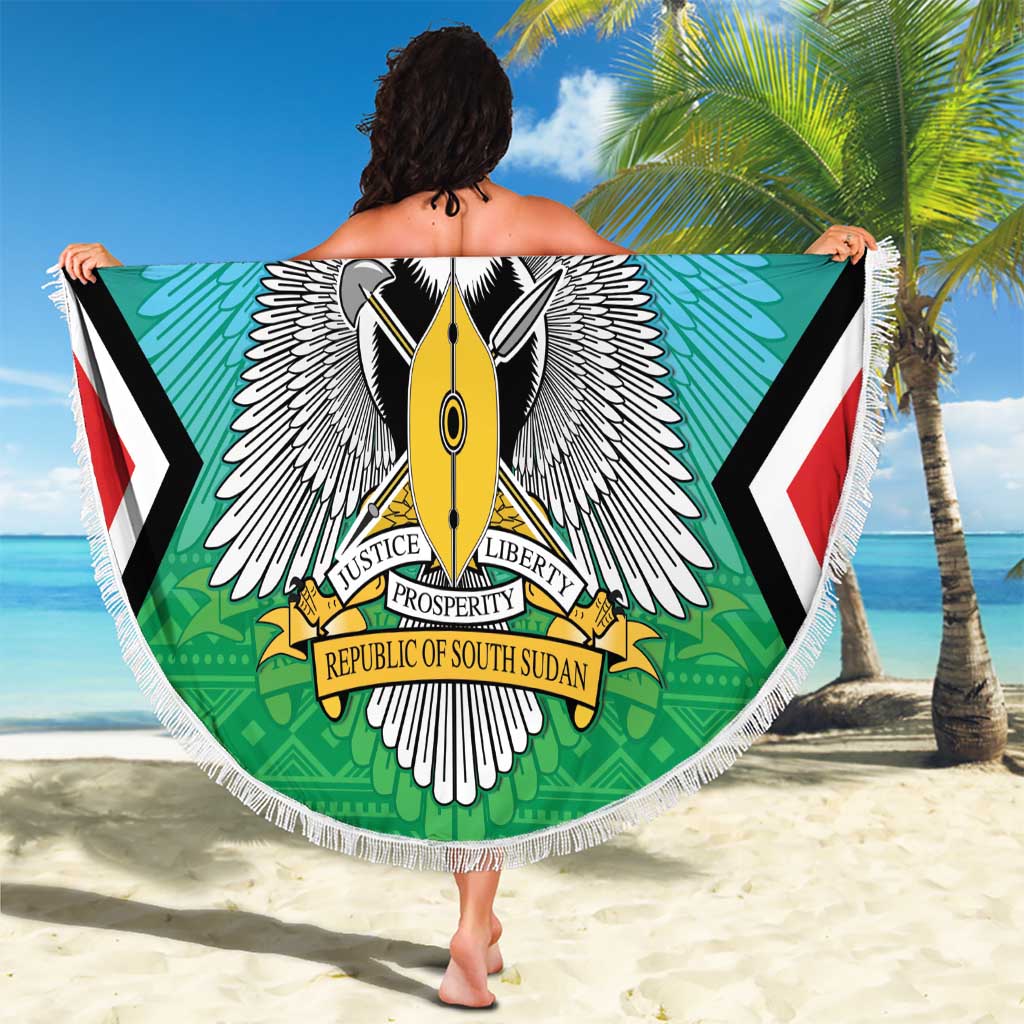Personalised South Sudan Independence Day Beach Blanket Coat Of Arms With Flag Map - Wonder Print Shop