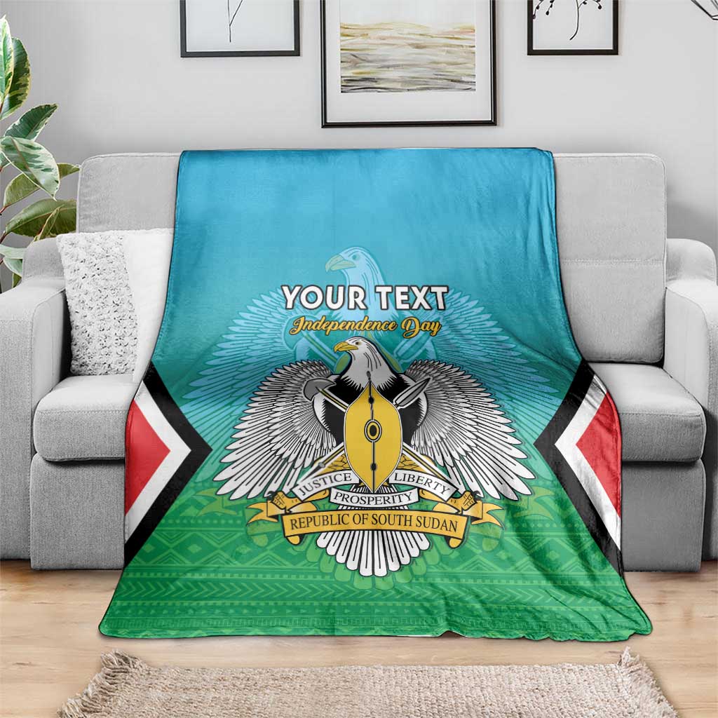 Personalised South Sudan Independence Day Blanket Coat Of Arms With Flag Map