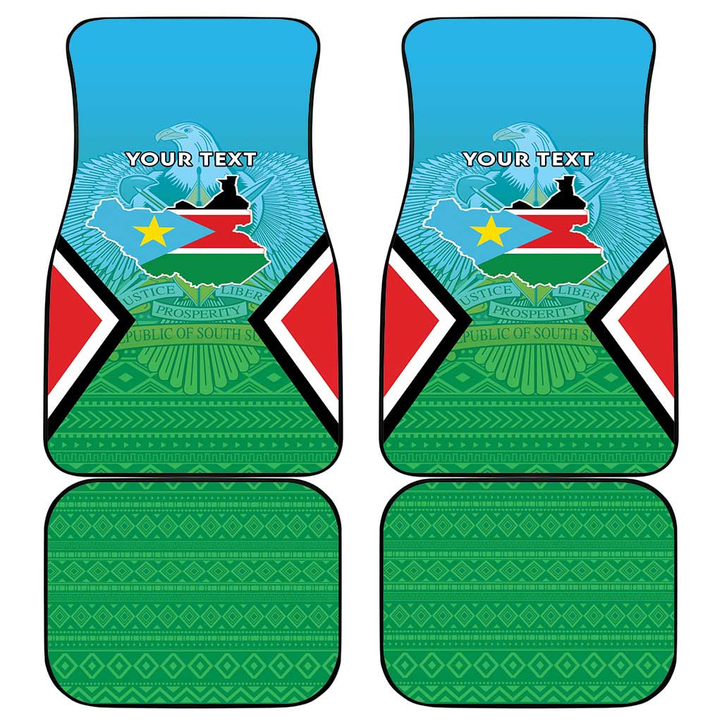 Personalised South Sudan Independence Day Car Mats Coat Of Arms With Flag Map - Wonder Print Shop
