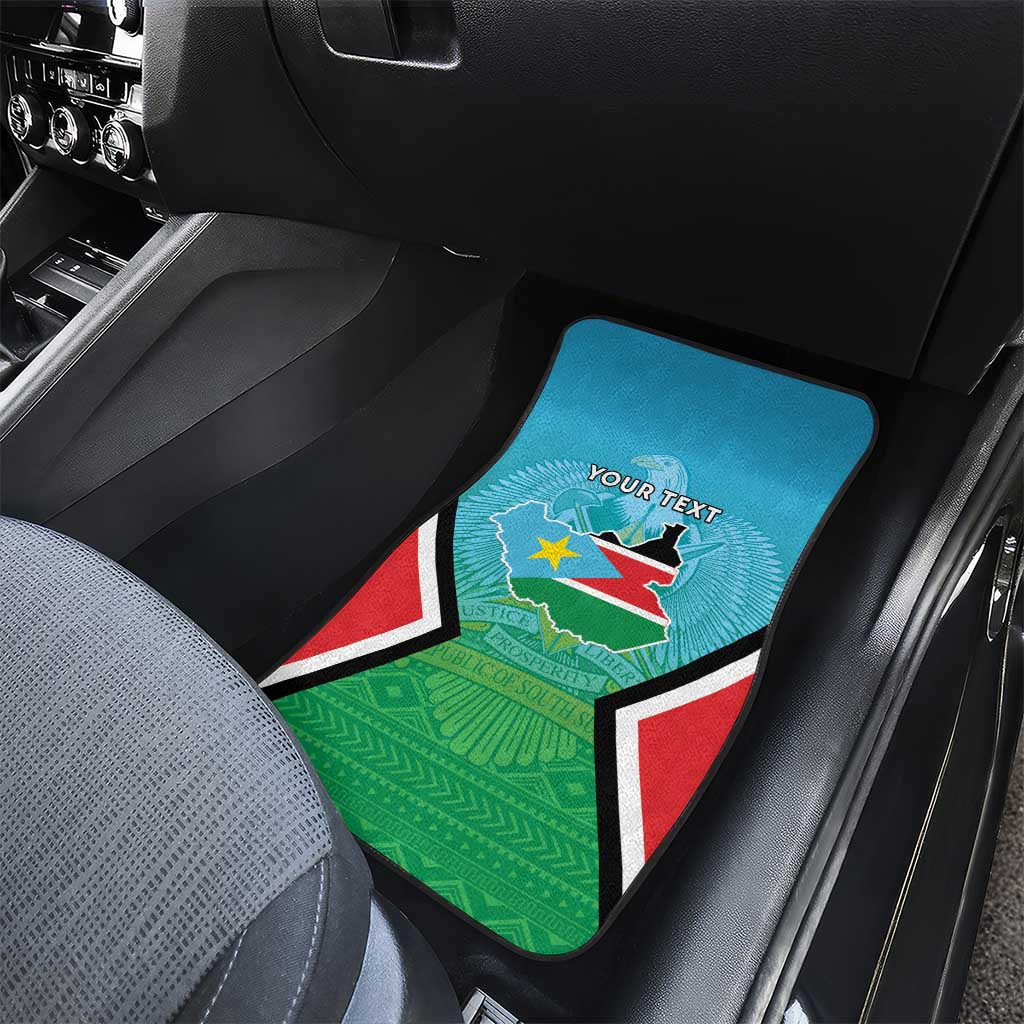Personalised South Sudan Independence Day Car Mats Coat Of Arms With Flag Map - Wonder Print Shop