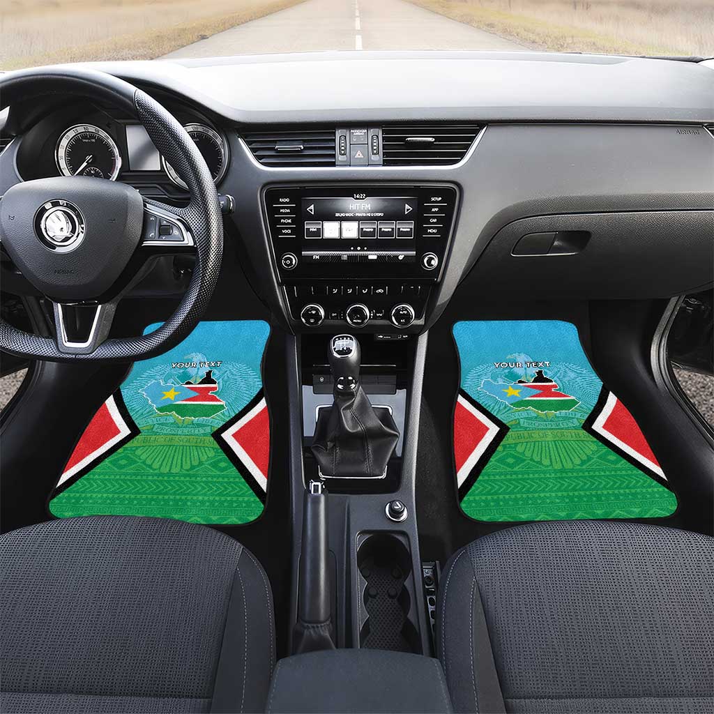 Personalised South Sudan Independence Day Car Mats Coat Of Arms With Flag Map - Wonder Print Shop