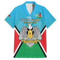 Personalised South Sudan Independence Day Hawaiian Shirt Coat Of Arms With Flag Map - Wonder Print Shop