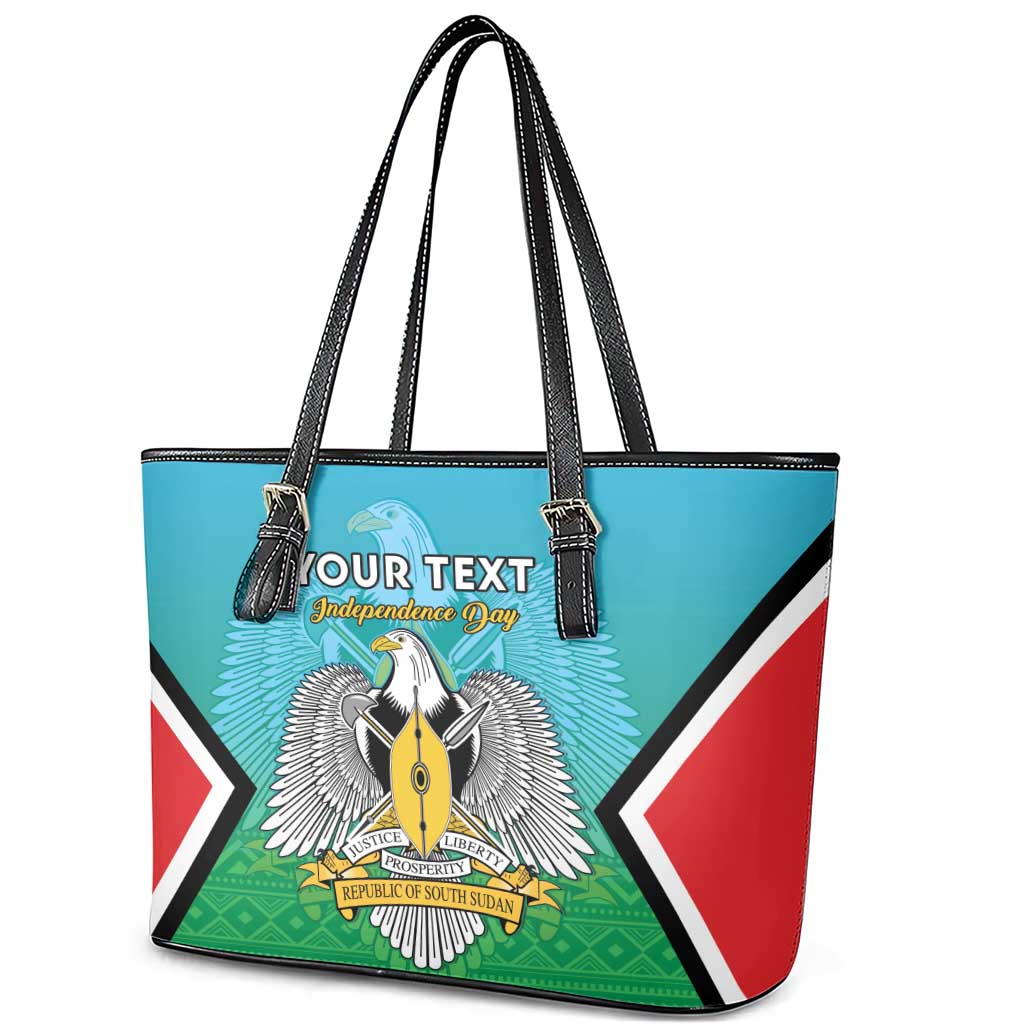 Personalised South Sudan Independence Day Leather Tote Bag Coat Of Arms With Flag Map - Wonder Print Shop