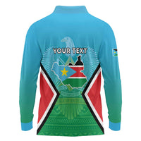 Personalised South Sudan Independence Day Long Sleeve Polo Shirt Coat Of Arms With Flag Map - Wonder Print Shop