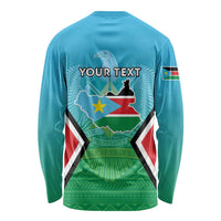 Personalised South Sudan Independence Day Long Sleeve Shirt Coat Of Arms With Flag Map - Wonder Print Shop