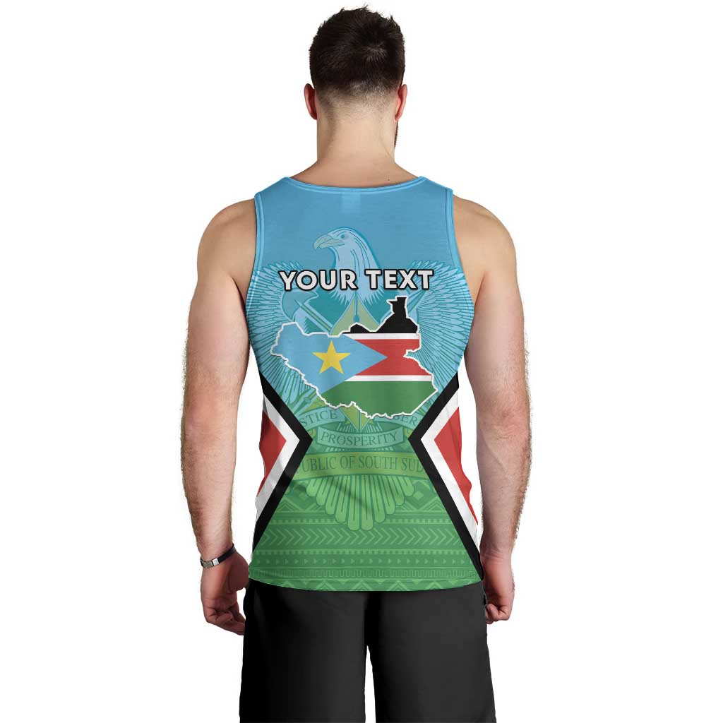 Personalised South Sudan Independence Day Men Tank Top Coat Of Arms With Flag Map - Wonder Print Shop