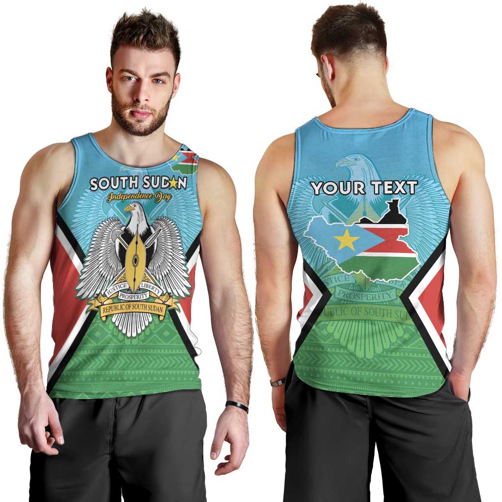 Personalised South Sudan Independence Day Men Tank Top Coat Of Arms With Flag Map - Wonder Print Shop