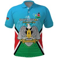 Personalised South Sudan Independence Day Polo Shirt Coat Of Arms With Flag Map - Wonder Print Shop