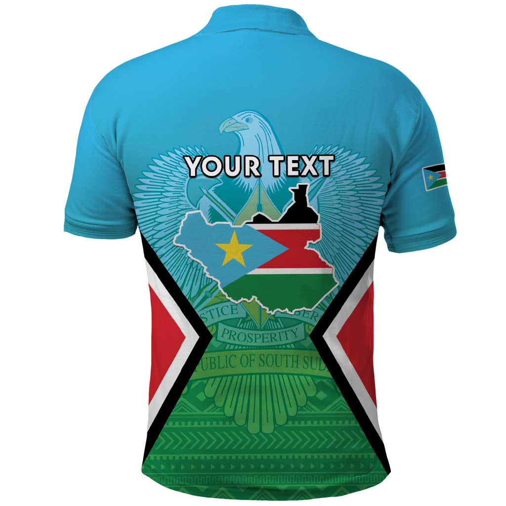 Personalised South Sudan Independence Day Polo Shirt Coat Of Arms With Flag Map - Wonder Print Shop
