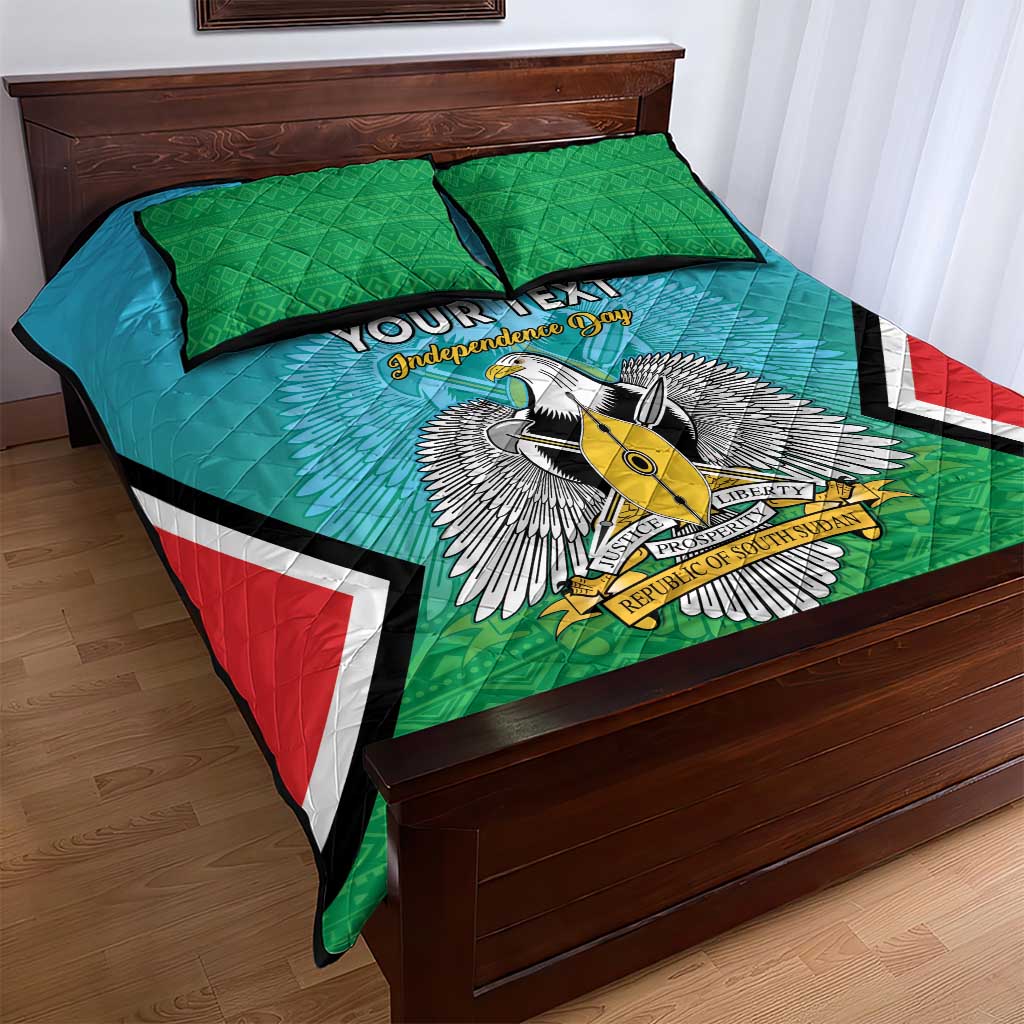 Personalised South Sudan Independence Day Quilt Bed Set Coat Of Arms With Flag Map - Wonder Print Shop