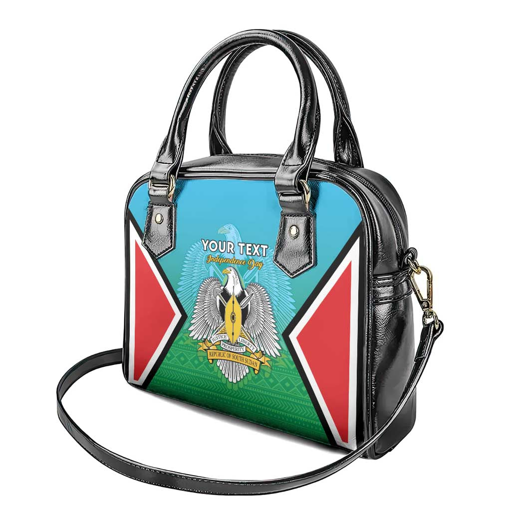 Personalised South Sudan Independence Day Shoulder Handbag Coat Of Arms With Flag Map