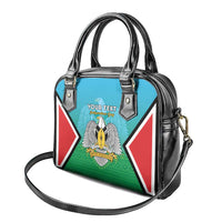 Personalised South Sudan Independence Day Shoulder Handbag Coat Of Arms With Flag Map