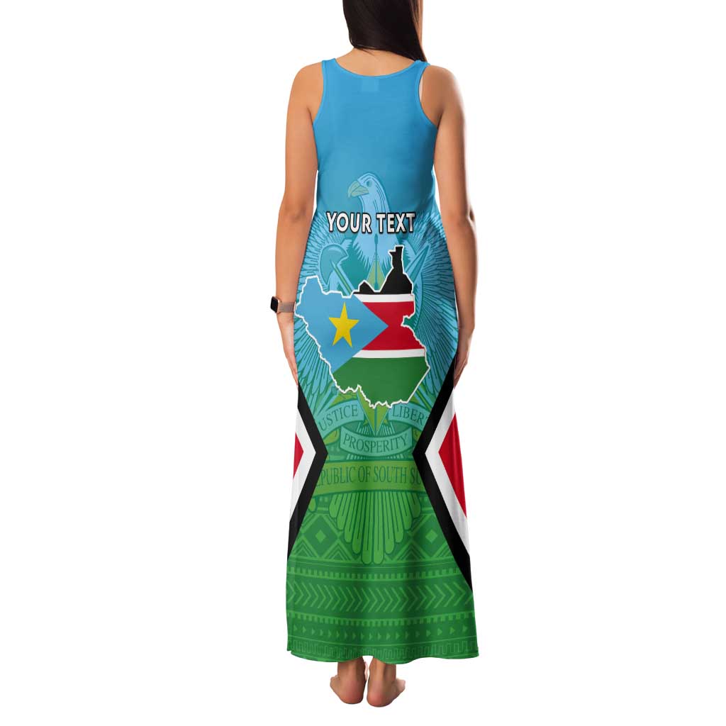 Personalised South Sudan Independence Day Tank Maxi Dress Coat Of Arms With Flag Map - Wonder Print Shop
