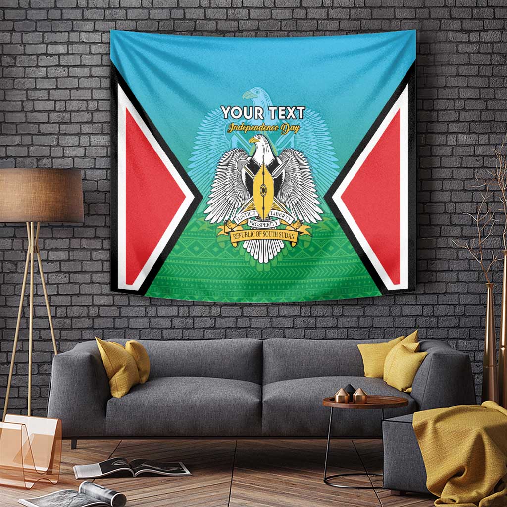 Personalised South Sudan Independence Day Tapestry Coat Of Arms With Flag Map - Wonder Print Shop