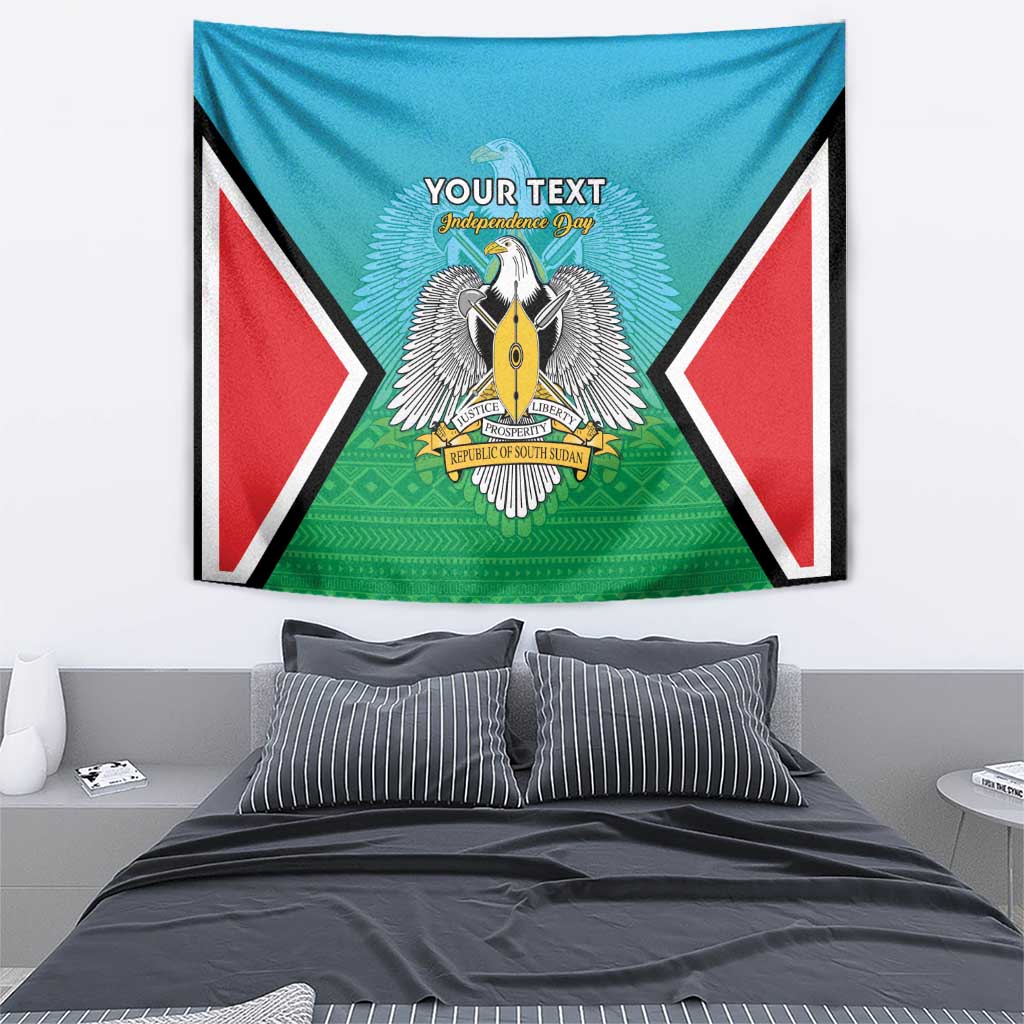 Personalised South Sudan Independence Day Tapestry Coat Of Arms With Flag Map - Wonder Print Shop