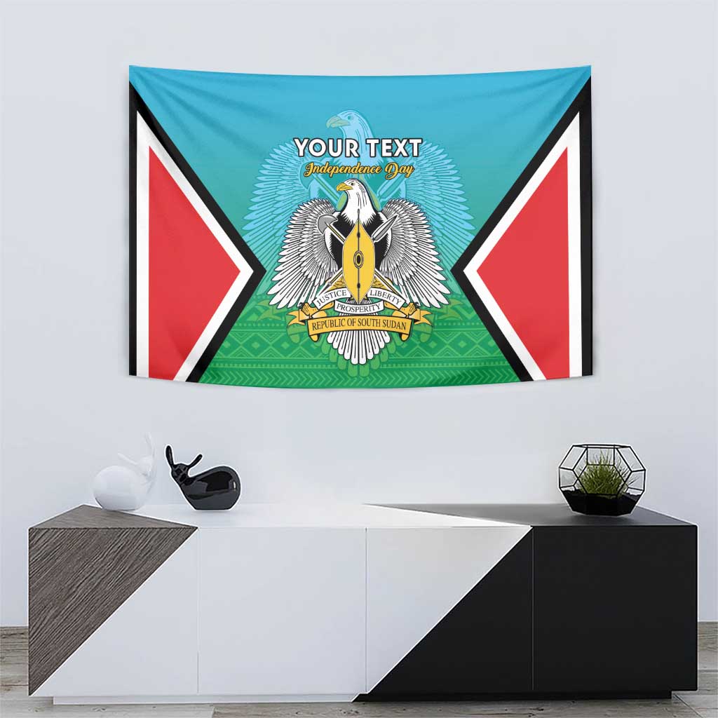 Personalised South Sudan Independence Day Tapestry Coat Of Arms With Flag Map - Wonder Print Shop