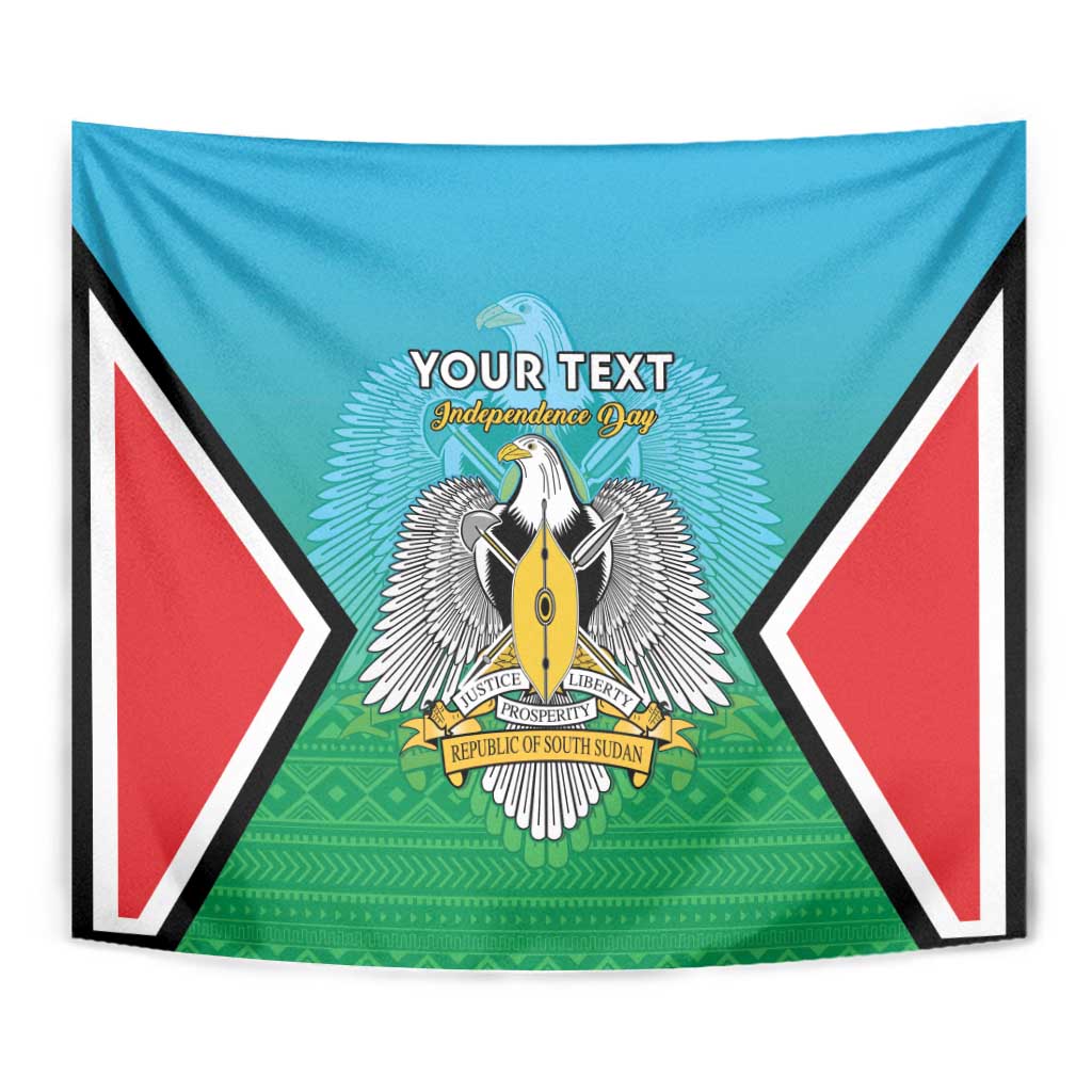 Personalised South Sudan Independence Day Tapestry Coat Of Arms With Flag Map - Wonder Print Shop