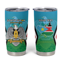 Personalised South Sudan Independence Day Tumbler Cup Coat Of Arms With Flag Map - Wonder Print Shop