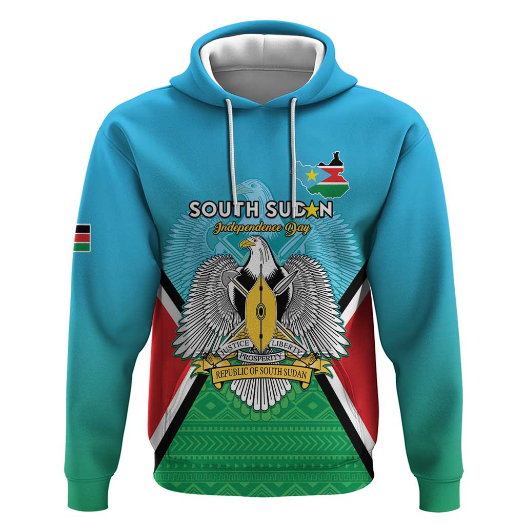 Personalised South Sudan Independence Day Zip Hoodie Coat Of Arms With Flag Map - Wonder Print Shop
