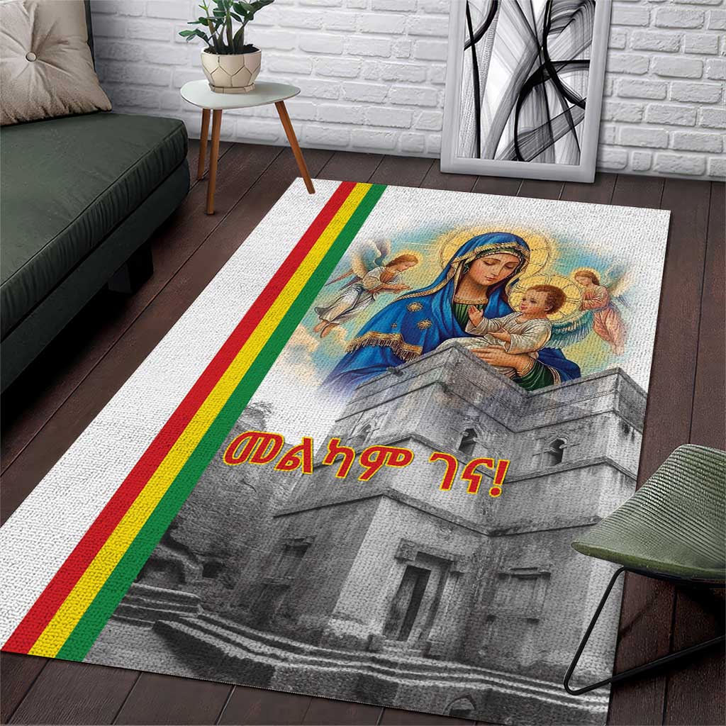 Ethiopian Christmas Area Rug Saint Mary Lalibela Churches - Wonder Print Shop