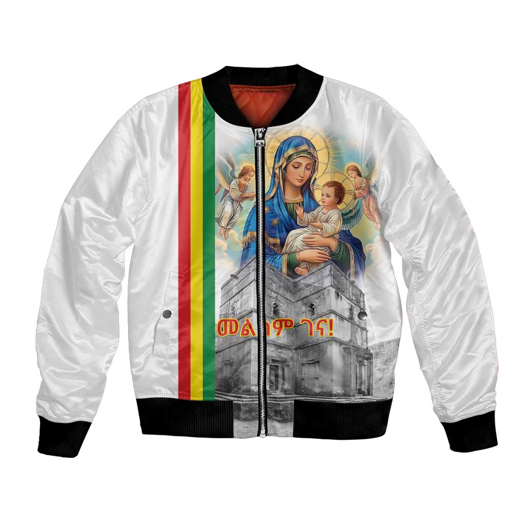 Ethiopian Christmas Bomber Jacket Saint Mary Lalibela Churches - Wonder Print Shop