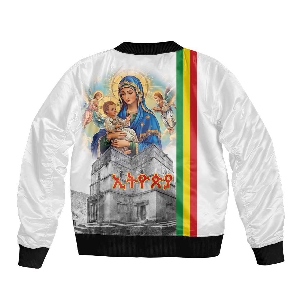 Ethiopian Christmas Bomber Jacket Saint Mary Lalibela Churches - Wonder Print Shop