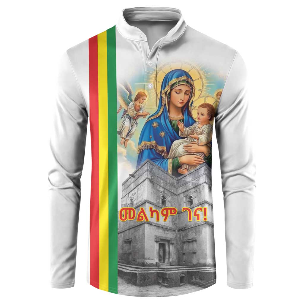 Ethiopian Christmas Button Sweatshirt Saint Mary Lalibela Churches - Wonder Print Shop