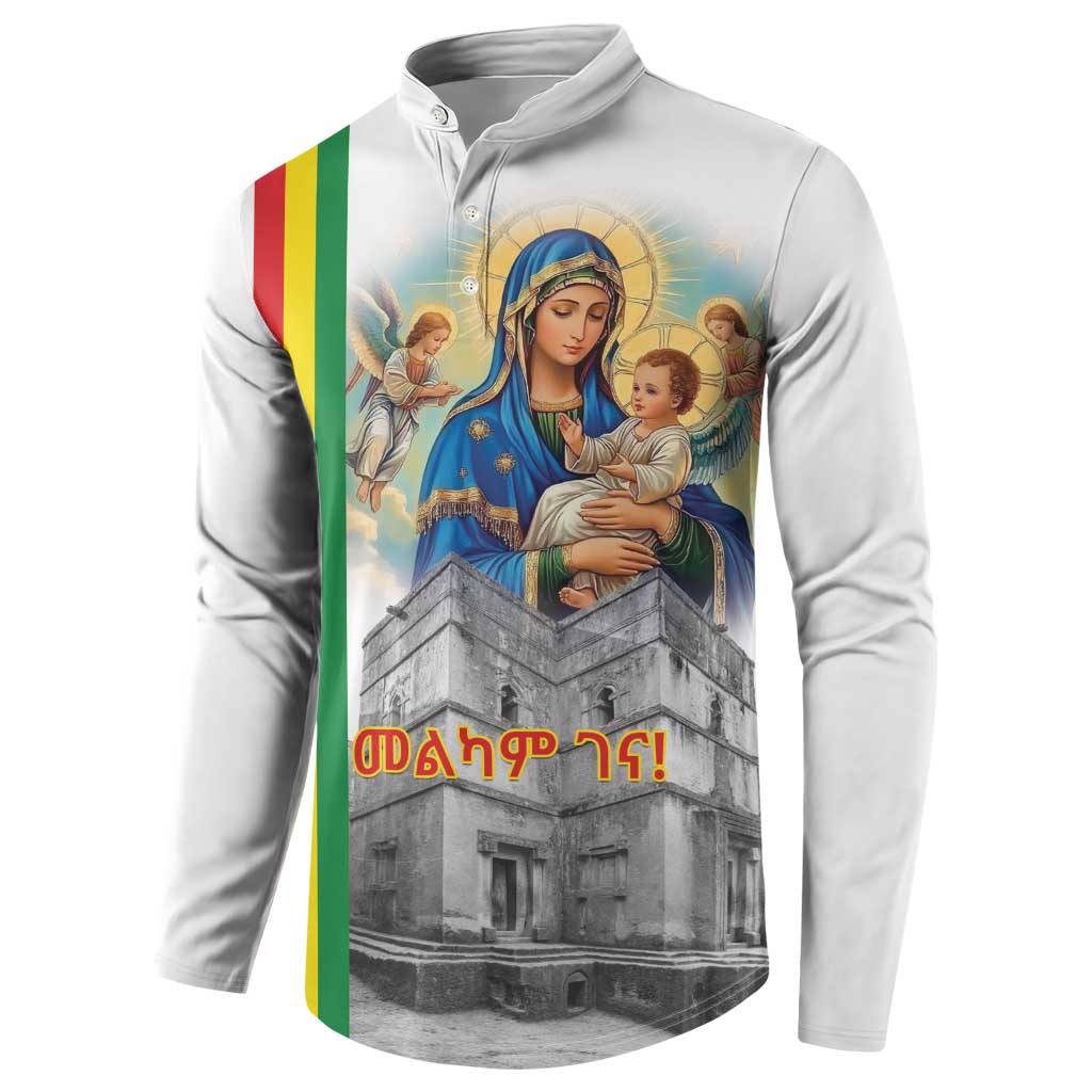Ethiopian Christmas Button Sweatshirt Saint Mary Lalibela Churches - Wonder Print Shop