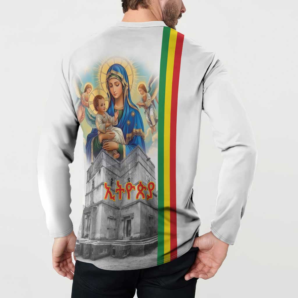 Ethiopian Christmas Button Sweatshirt Saint Mary Lalibela Churches - Wonder Print Shop