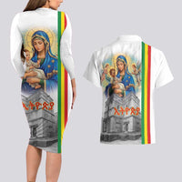 Ethiopian Christmas Couples Matching Long Sleeve Bodycon Dress and Hawaiian Shirt Saint Mary Lalibela Churches - Wonder Print Shop
