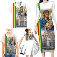 Ethiopian Christmas Family Matching Long Sleeve Bodycon Dress and Hawaiian Shirt Saint Mary Lalibela Churches - Wonder Print Shop