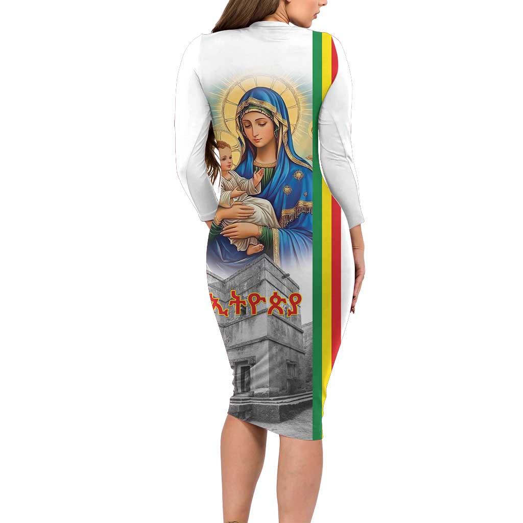 Ethiopian Christmas Family Matching Long Sleeve Bodycon Dress and Hawaiian Shirt Saint Mary Lalibela Churches - Wonder Print Shop