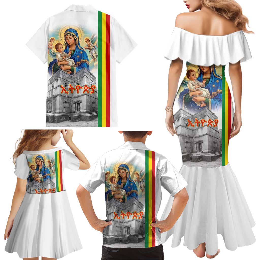 Ethiopian Christmas Family Matching Mermaid Dress and Hawaiian Shirt Saint Mary Lalibela Churches - Wonder Print Shop