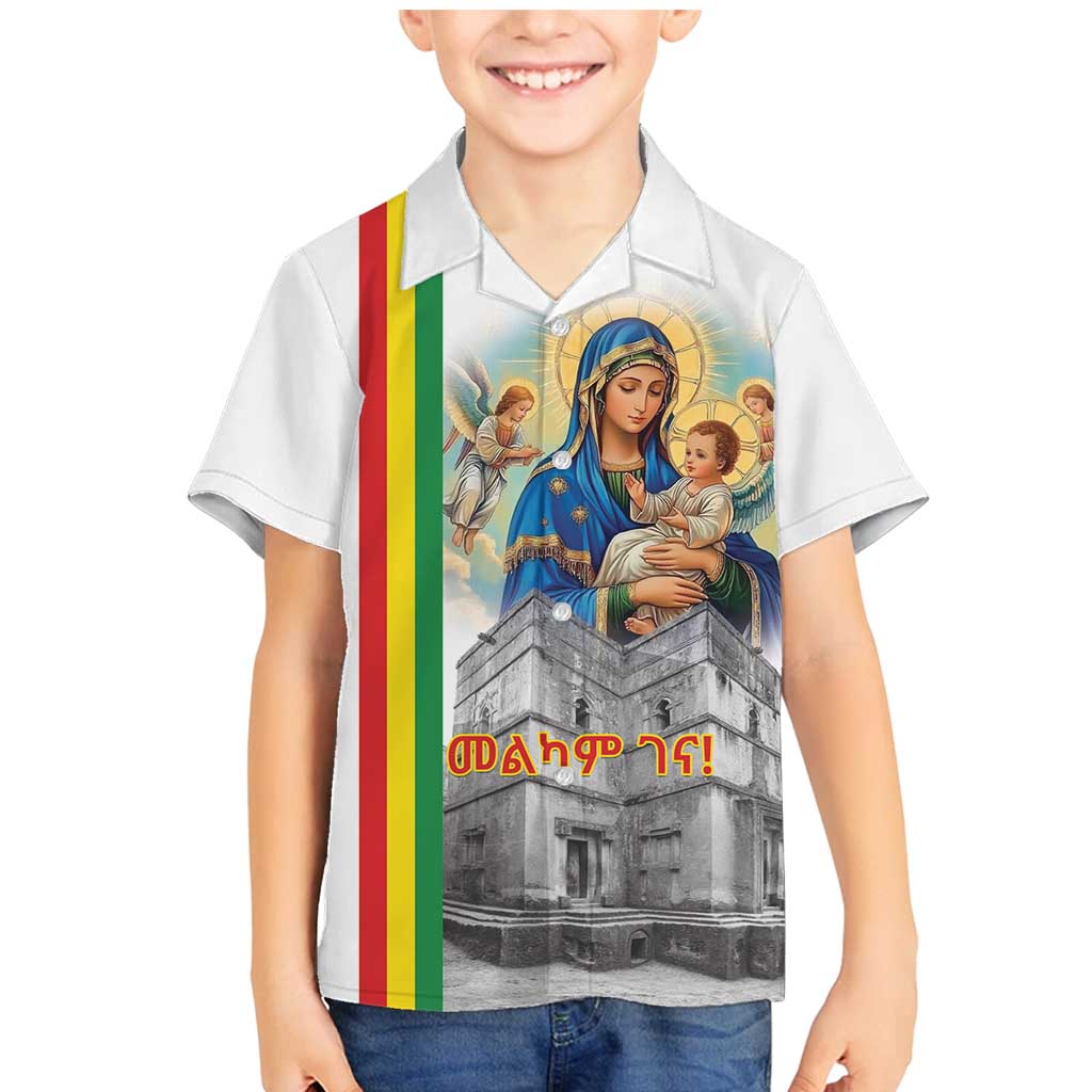 Ethiopian Christmas Family Matching Mermaid Dress and Hawaiian Shirt Saint Mary Lalibela Churches - Wonder Print Shop