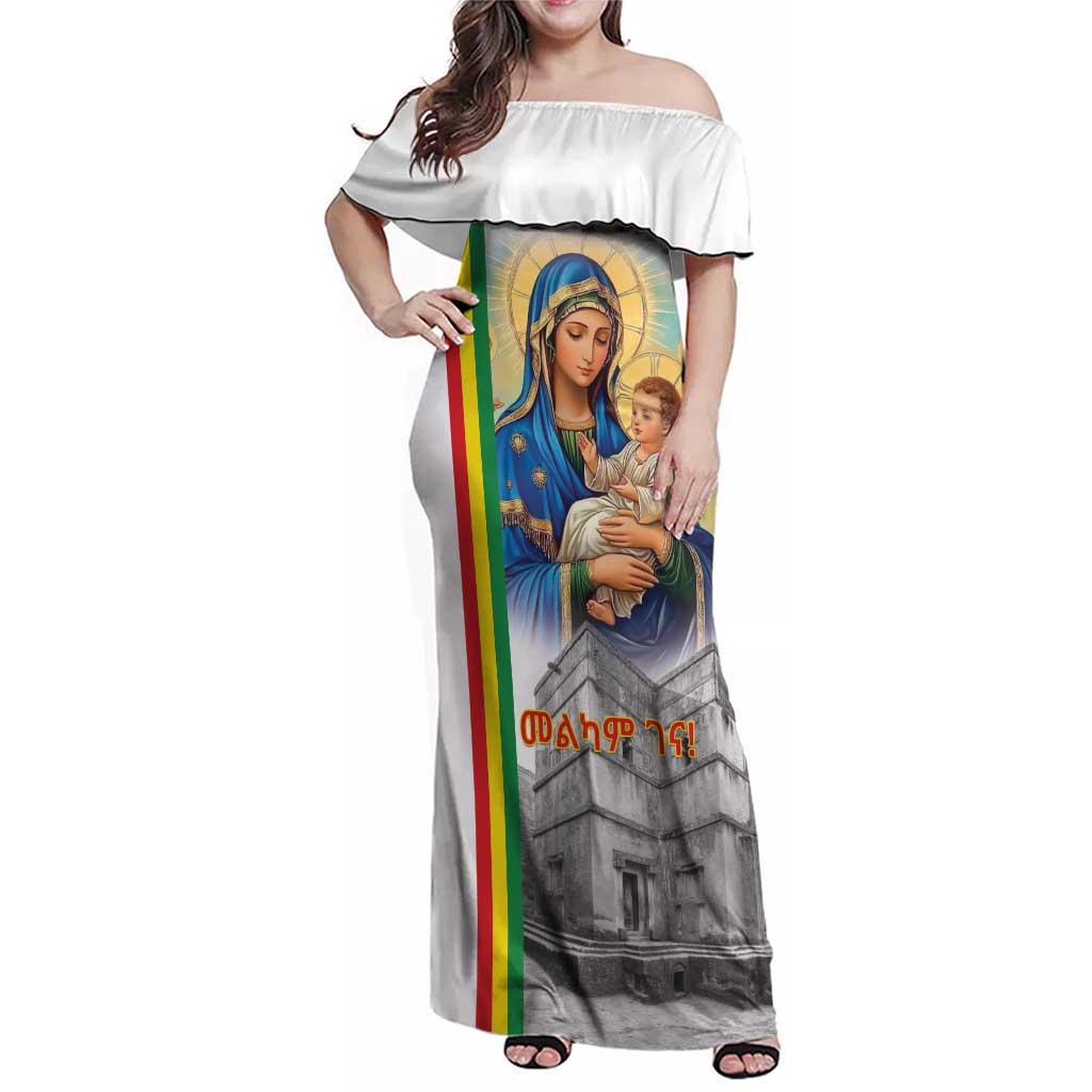 Ethiopian Christmas Family Matching Off Shoulder Maxi Dress and Hawaiian Shirt Saint Mary Lalibela Churches - Wonder Print Shop